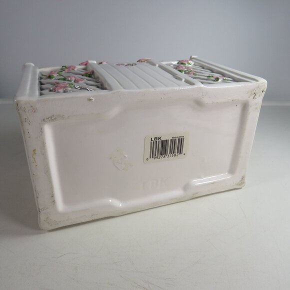 Roses on a Lattice Garden Wall & Gate Ceramic Planter All 4 Sides Embossed 1lb+ - Picture 9 of 12